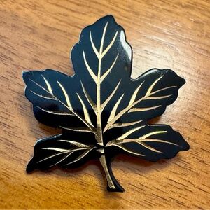 Black and Gold Leaf Brooch